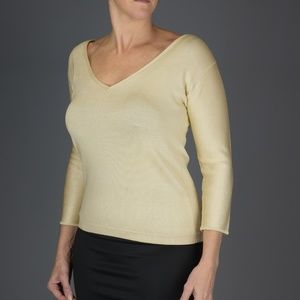 Ellen Tracy V Neck Silk Blend Sweater